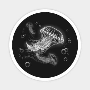 Jellyfish White Lineart Magnet